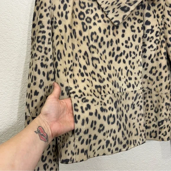 Chico’s Leopard Print Leather Suede Jacket Single Button Size S - Picture 7 of 14